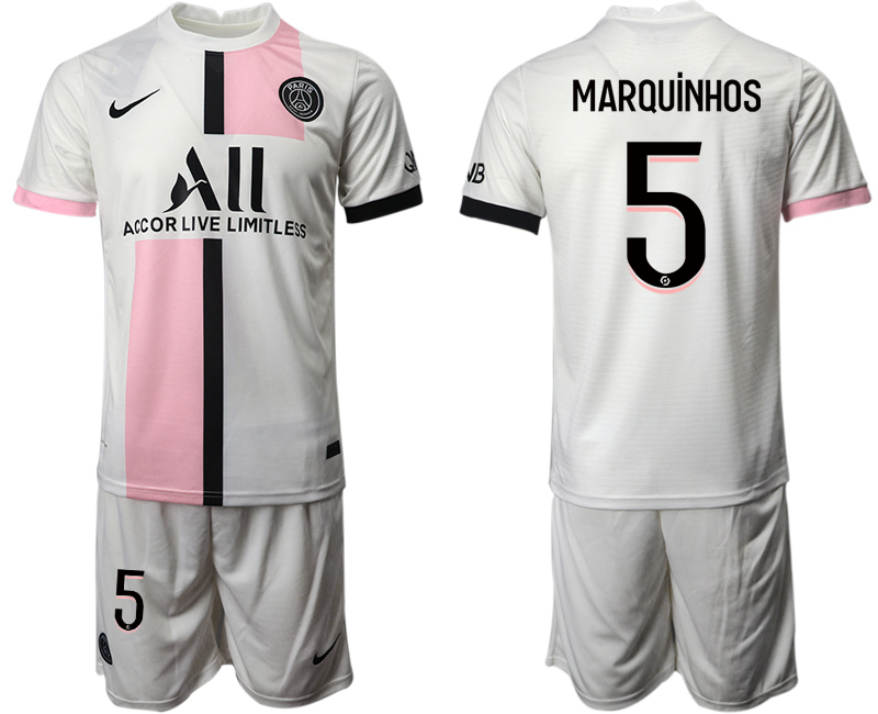 Men 2021-2022 Club Paris St German away white #5 Soccer Jersey->paris st german jersey->Soccer Club Jersey